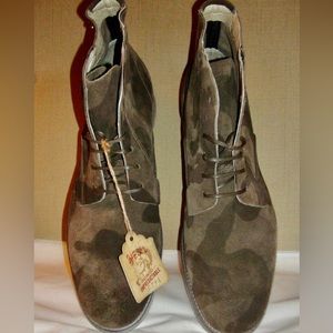 Diesel The Gold Digger Quartium Olive Camo Suede Ankle Boots Size EU 44